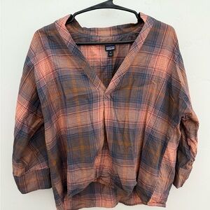 Plaid Women's Top in Pink and Blue
